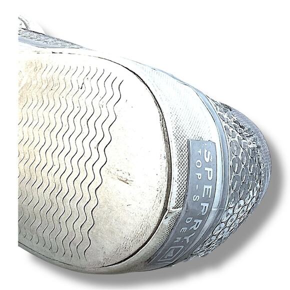 SPERRY TOP SIDERS Silver Sequin and Ivory or beige SZ 7.5 - Picture 11 of 15